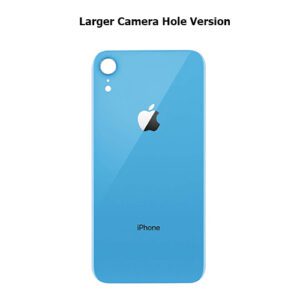 iPhone XR Back Glass Cover Back Battery Door Installed Adhesive Blue